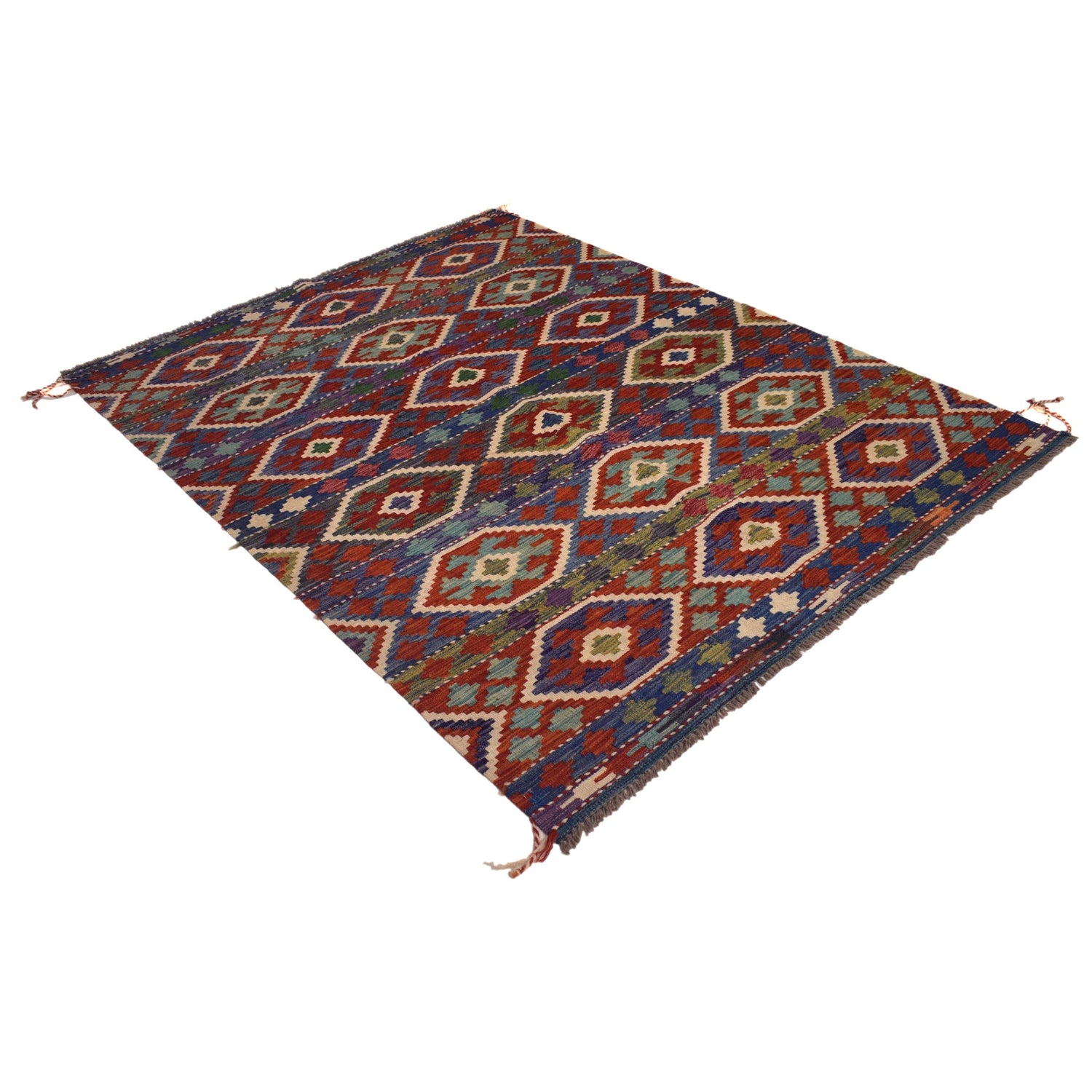 Handmade Afghan Vegetable Kilim 5' 1" x 6' 9" ft / 156 x 206 cm - No. P35340