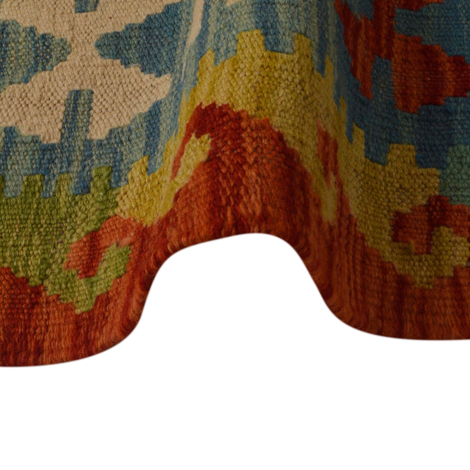 Hand Woven Wool Kelim 5' 1" x 6' 11" ft / 154 x 211 cm - No. P35341