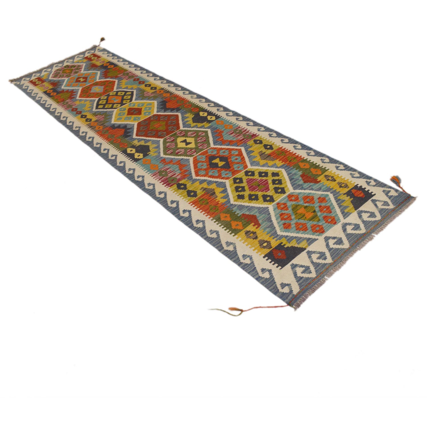 Handmade Vegetable Kilim Runner 2' 6" x 9' 8" ft / 77 x 295 cm - No. P35351