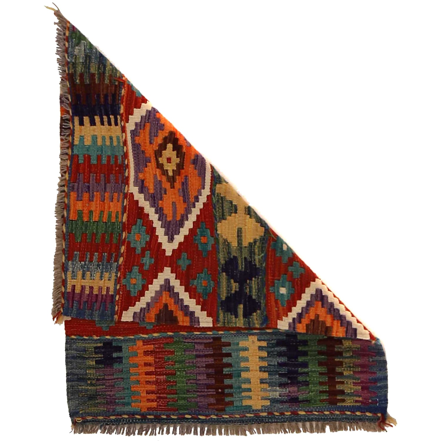 Hand Woven Wool Kelim 2' 2" x 2' 10" ft / 66 x 87 cm - No. P35356