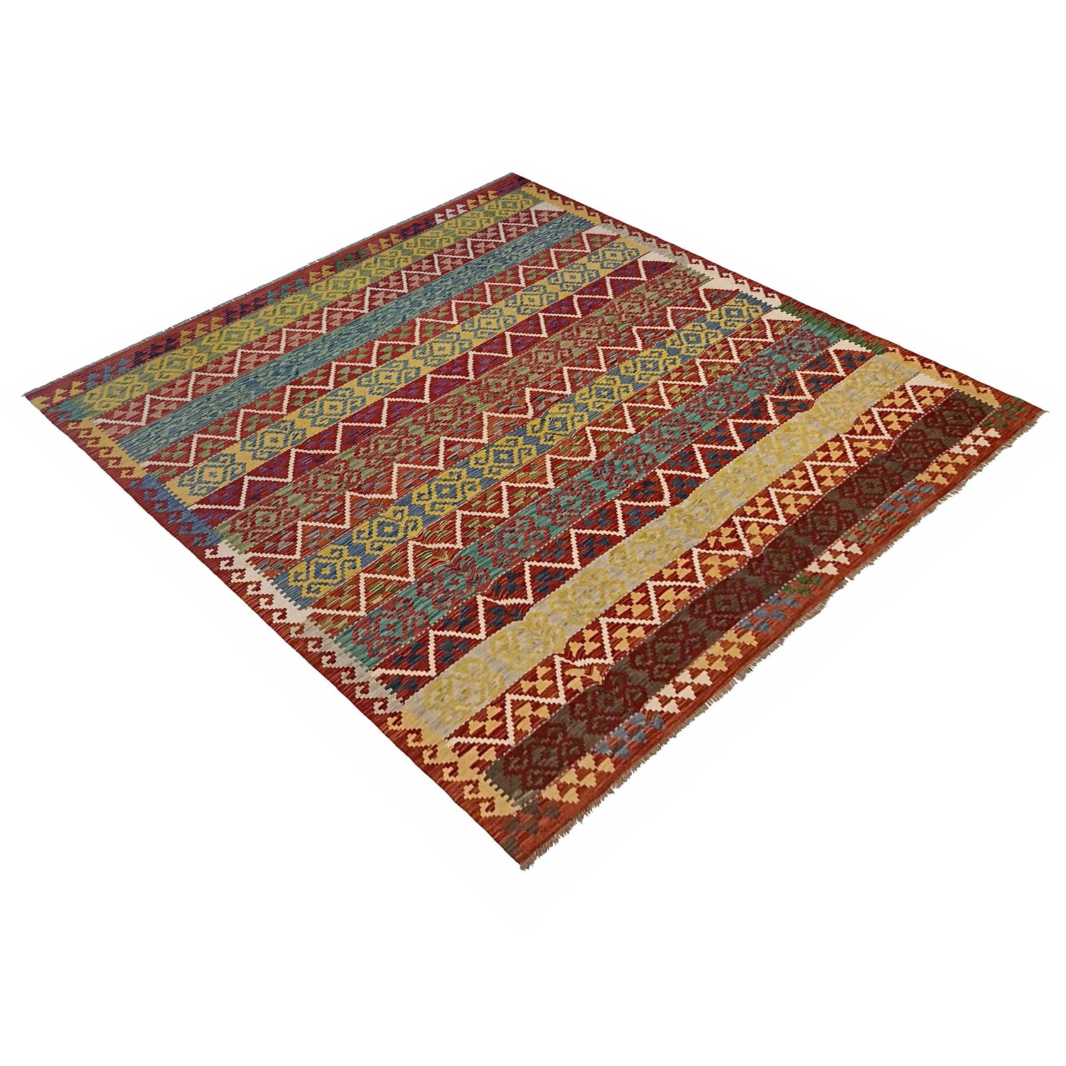 Hand Knotted Afghan Style Kilim 8' 3" x 9' 9" ft / 252 x 297 cm - No. P35382
