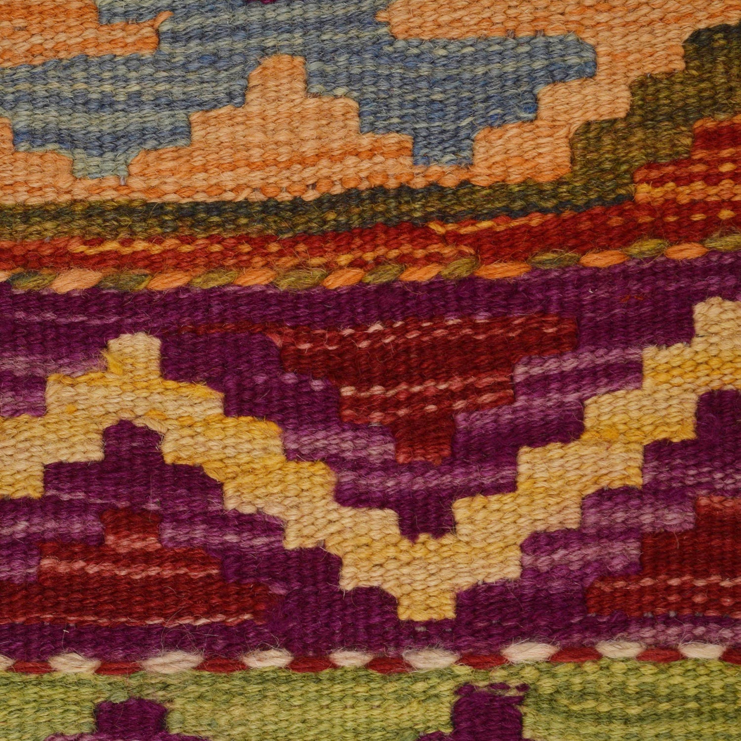 Multi Color ful Flat-Weave Wool Kilim 7' 11" x 11' 3" ft / 242 x 344 cm - No. P35383