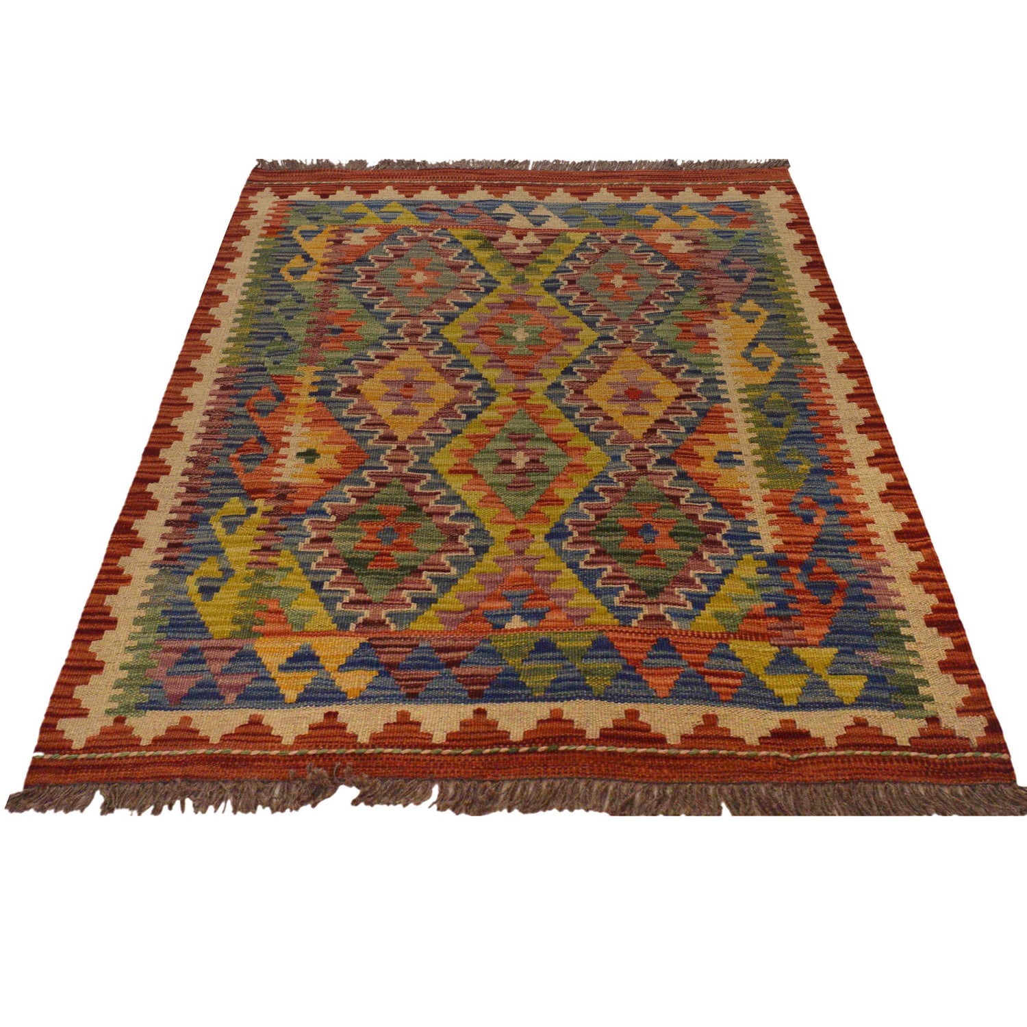 Handmade Vegetable Kilim 2' 10" x 3' 7" ft / 86 x 110 cm - No. P35465