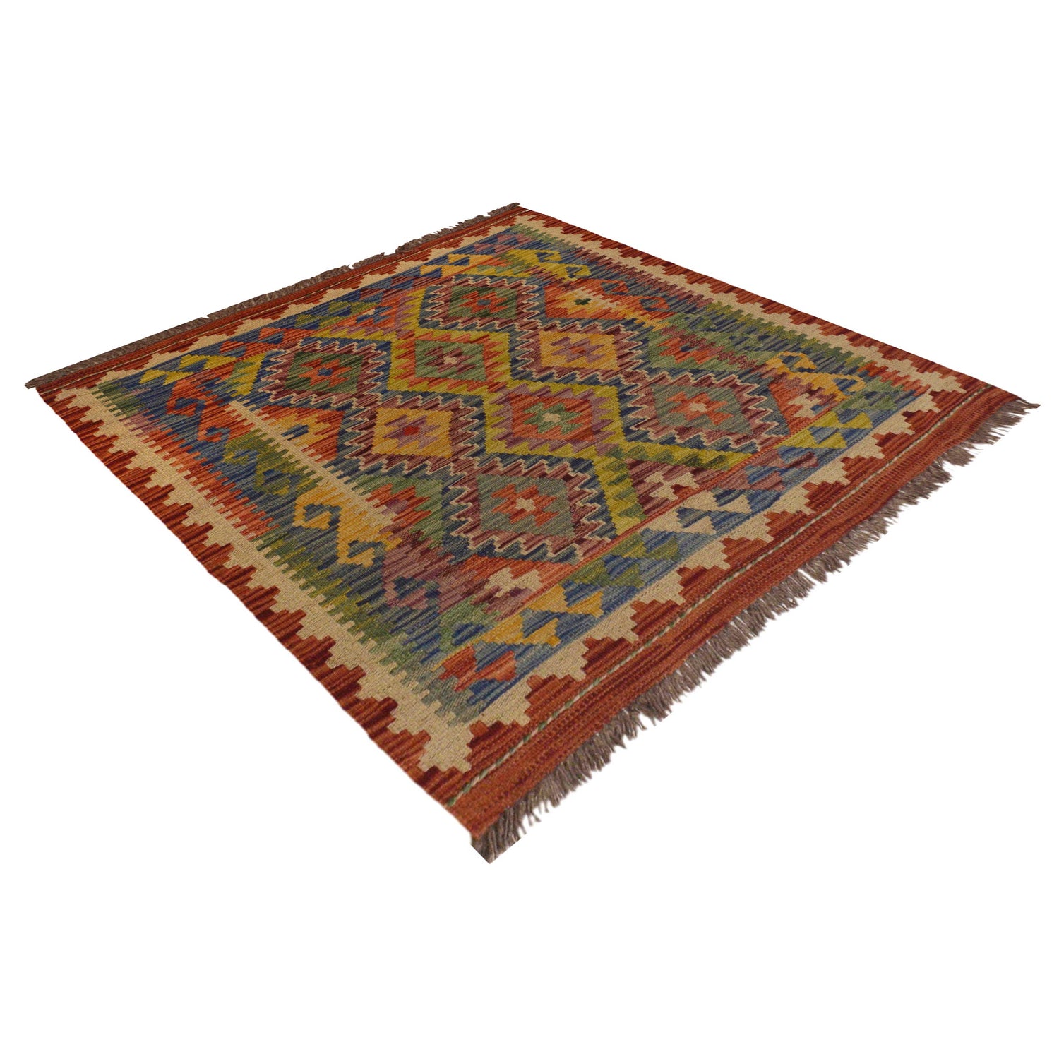 Handmade Vegetable Kilim 2' 10" x 3' 7" ft / 86 x 110 cm - No. P35465