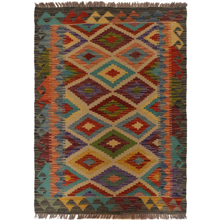 Hand Knotted Afghan Style Kilim 2' 8" x 4' 2" ft / 82 x 126 cm - No. P35473
