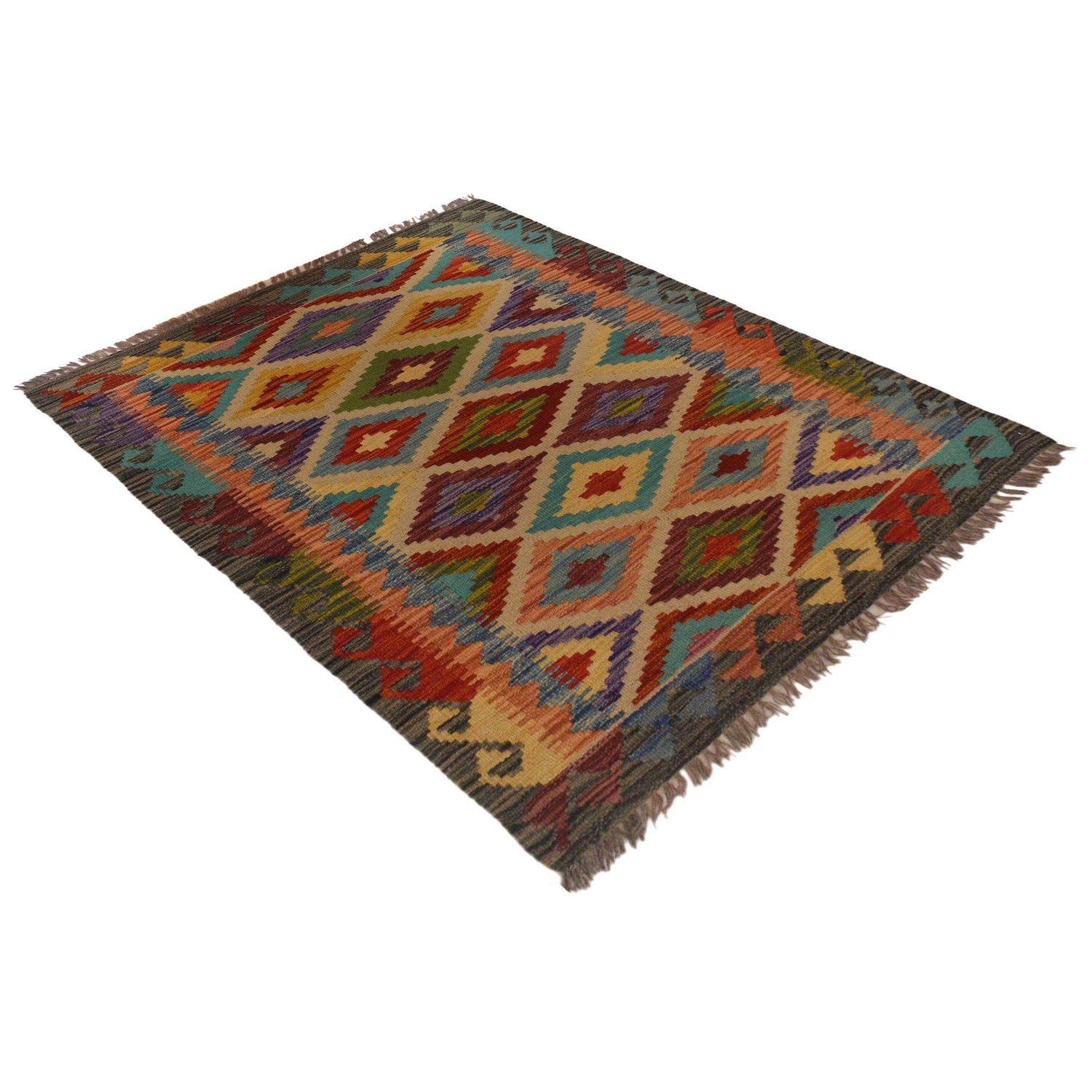 Hand Knotted Afghan Style Kilim 2' 8" x 4' 2" ft / 82 x 126 cm - No. P35473