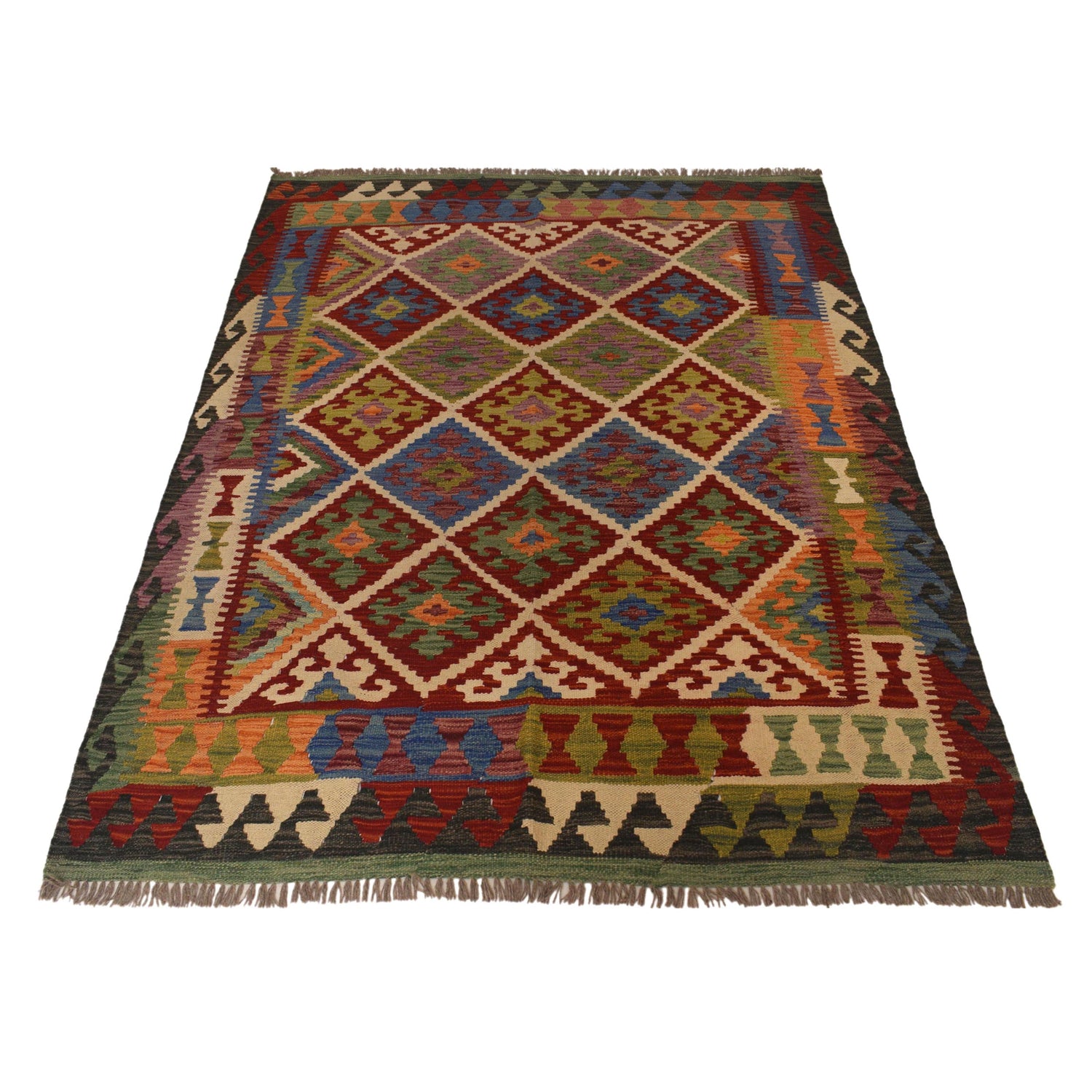 Handmade Vegetable KIlim 5' 0" x 6' 0" ft / 153 x 184 cm - No. P35474