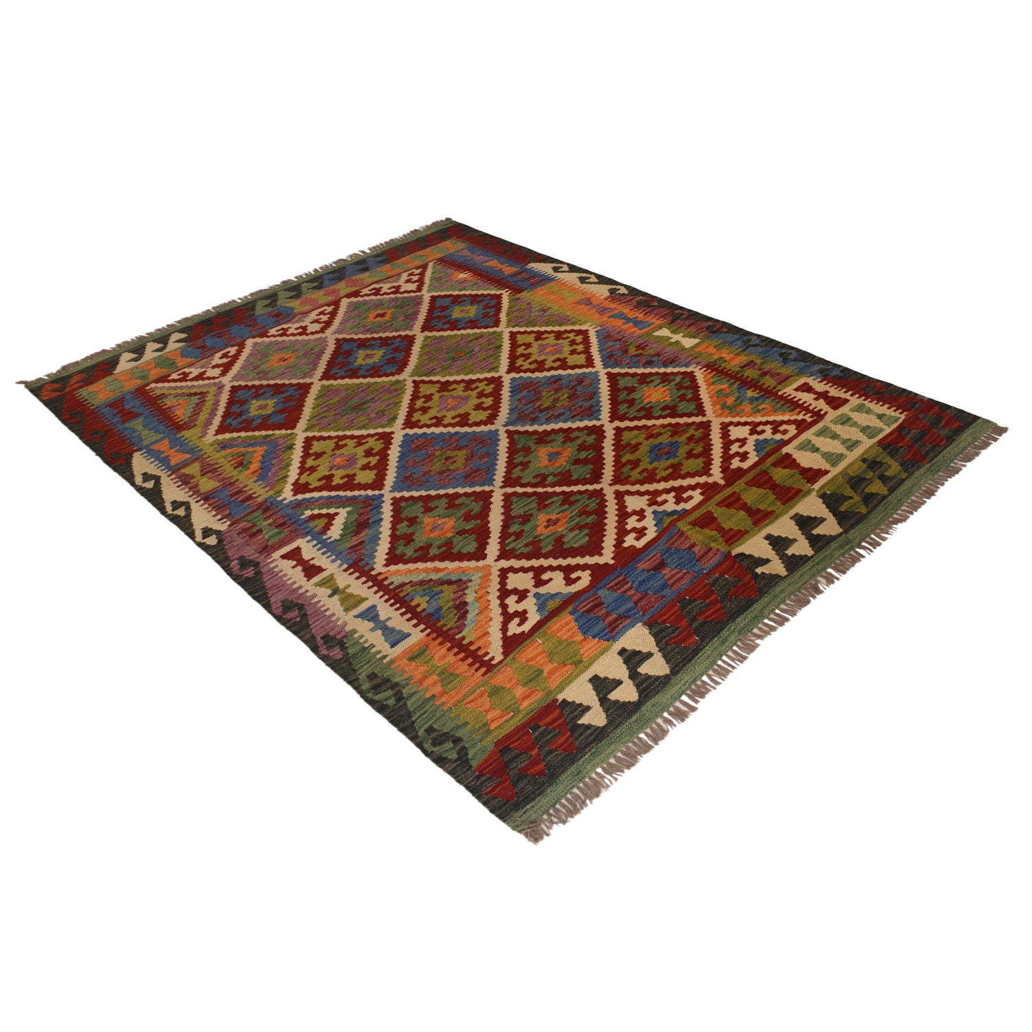 Handmade Vegetable KIlim 5' 0" x 6' 0" ft / 153 x 184 cm - No. P35474