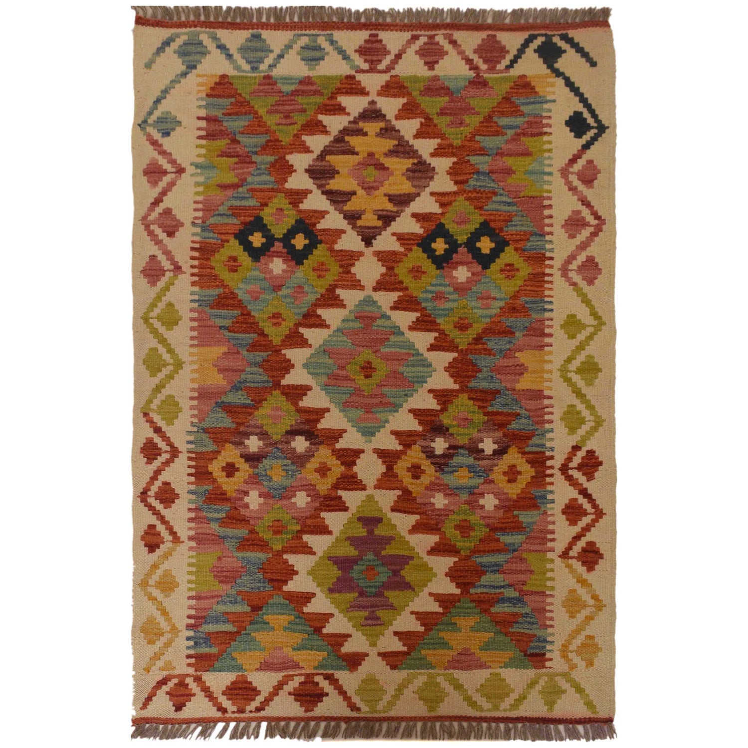 Hand Woven Wool Kelim 2' 9" x 4' 5" ft / 83 x 134 cm - No. P35476