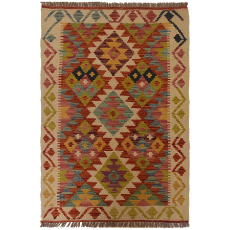 Hand Woven Wool Kelim 2' 9" x 4' 5" ft / 83 x 134 cm - No. P35476