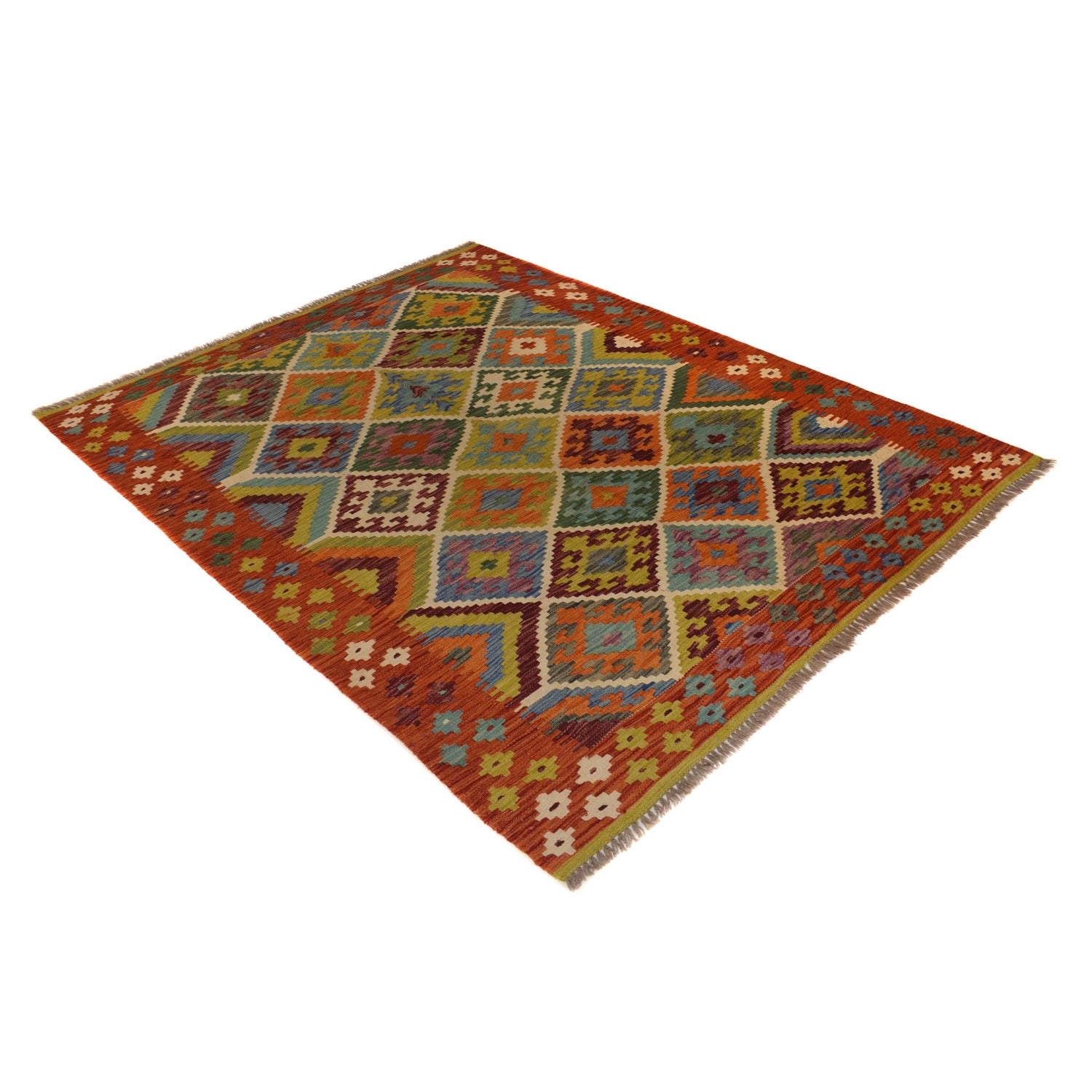 Hand Woven Wool Kelim 5' 1" x 6' 4" ft / 154 x 194 cm - No. P35485