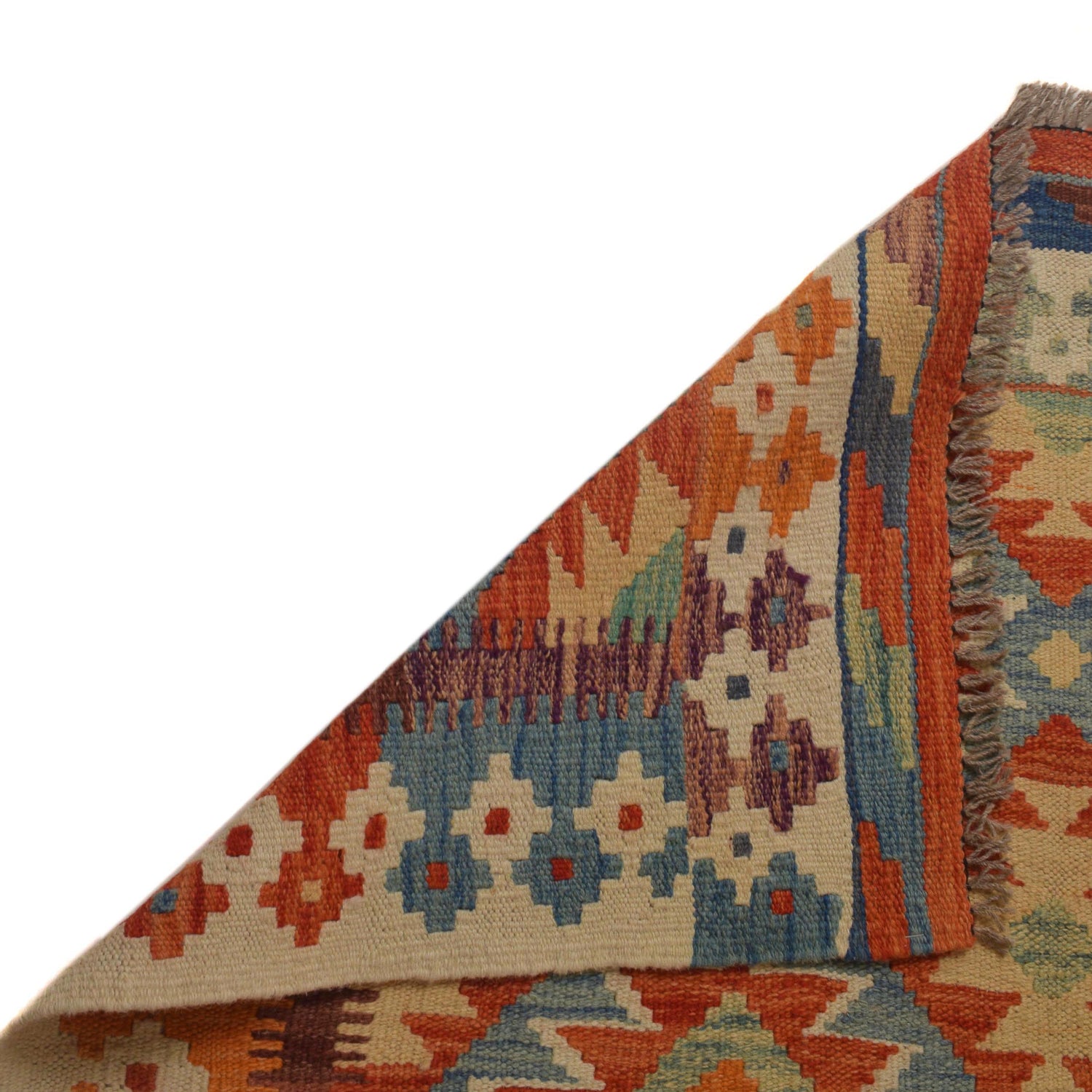 Handmade Turkish Design Wool Kilim 5' 2" x 6' 8" ft / 158 x 202 cm - No. P35486
