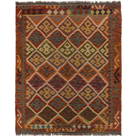 Hand Knotted Flatweave Kilim 4' 11" x 6' 6" ft / 149 x 199 cm - No. P35489