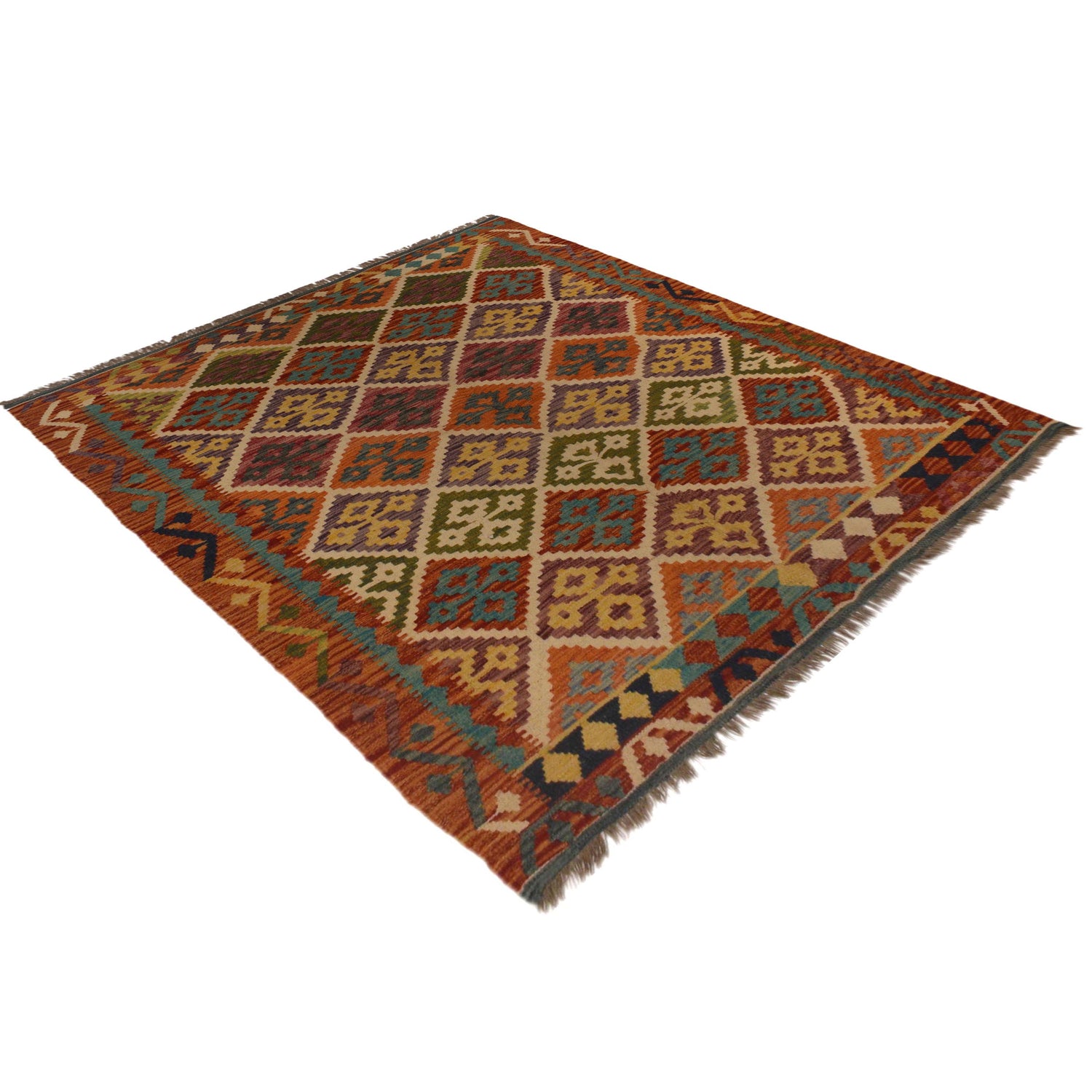 Hand Knotted Flatweave Kilim 4' 11" x 6' 6" ft / 149 x 199 cm - No. P35489
