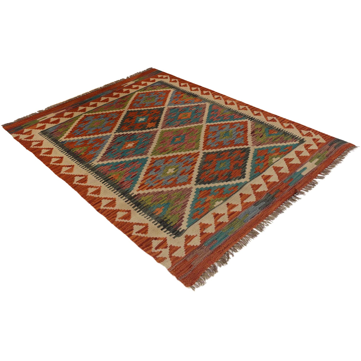 Handmade Vegetable Kilim 3' 2" x 4' 11" ft / 96 x 151 cm - No. P35494