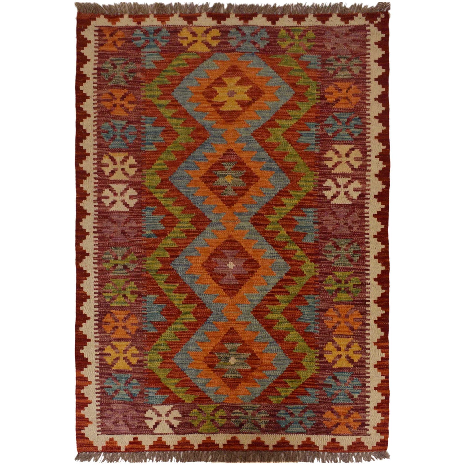 Handmade Turkish Design Wool Kilim 3' 4" x 5' 0" ft / 102 x 152 cm - No. P35498
