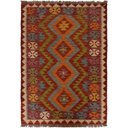 Handmade Turkish Design Wool Kilim 3' 4" x 5' 0" ft / 102 x 152 cm - No. P35498