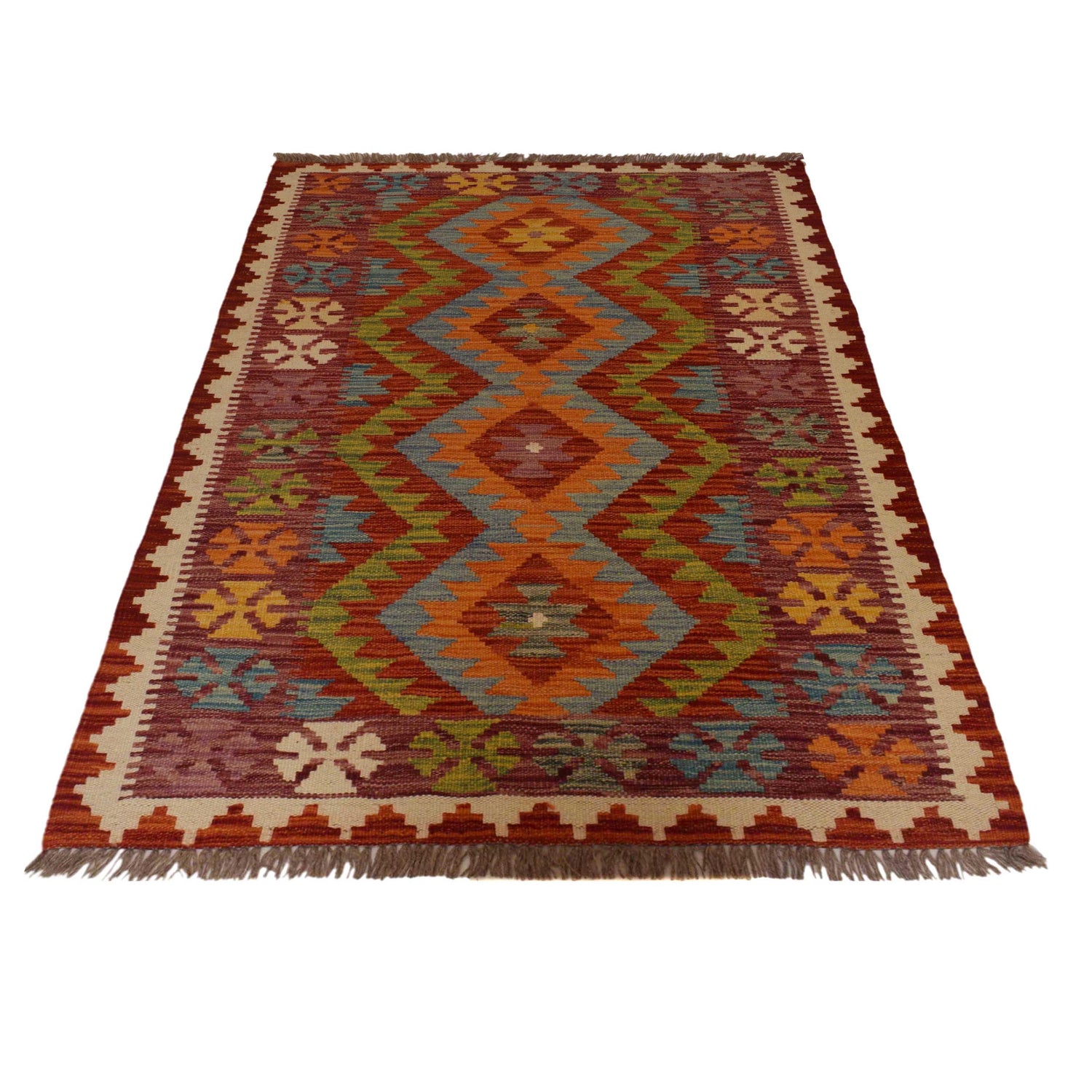 Handmade Turkish Design Wool Kilim 3' 4" x 5' 0" ft / 102 x 152 cm - No. P35498