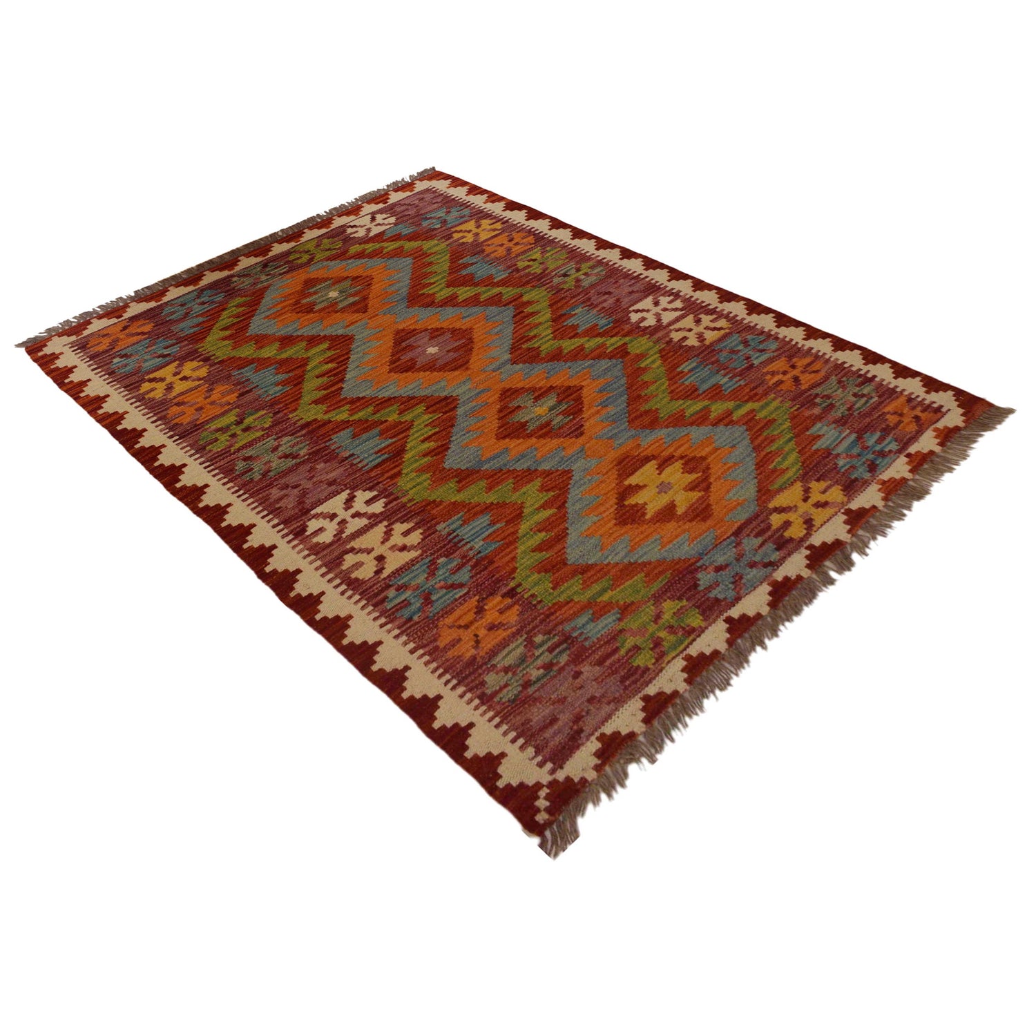 Handmade Turkish Design Wool Kilim 3' 4" x 5' 0" ft / 102 x 152 cm - No. P35498