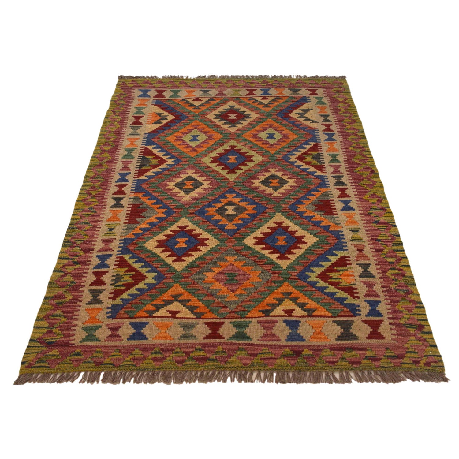 Hand Knotted Flatweave Kilim 3' 3" x 5' 7" ft / 100 x 170 cm - No. P35499