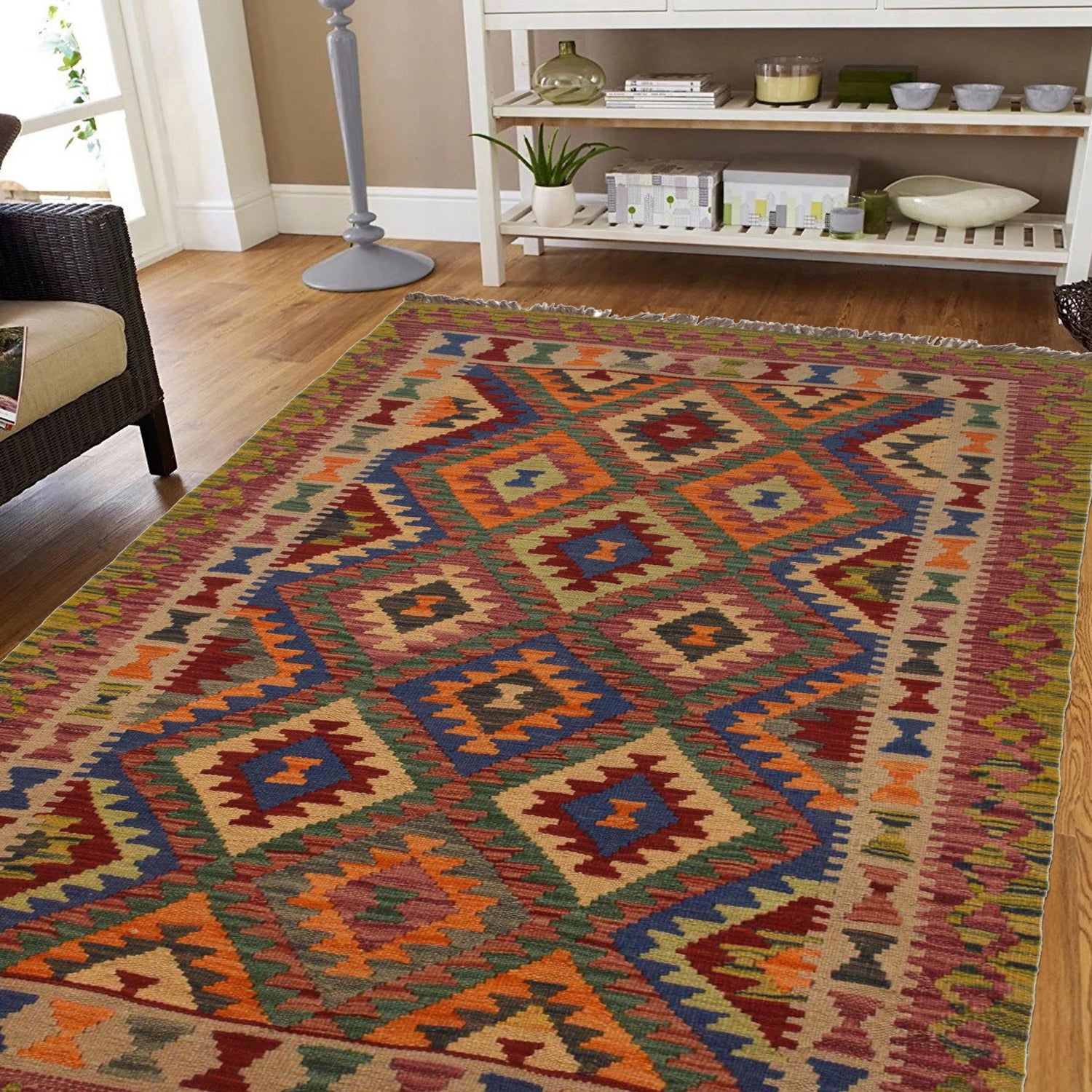 Hand Knotted Flatweave Kilim 3' 3" x 5' 7" ft / 100 x 170 cm - No. P35499