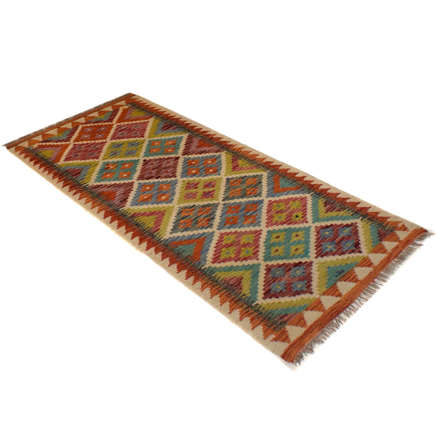 Handmade Vegetable Kilim Runner 2' 6"x 6' 7" ft / 75 x 200 cm - No. P35501