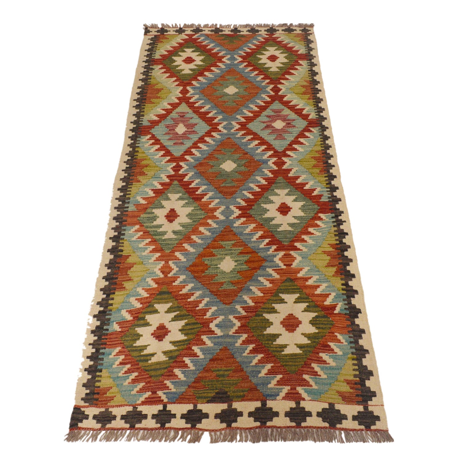 Handmade Vegetable Kelim Runner 2' 9"x 6' 6" ft / 83 x 198 cm - No. P35502