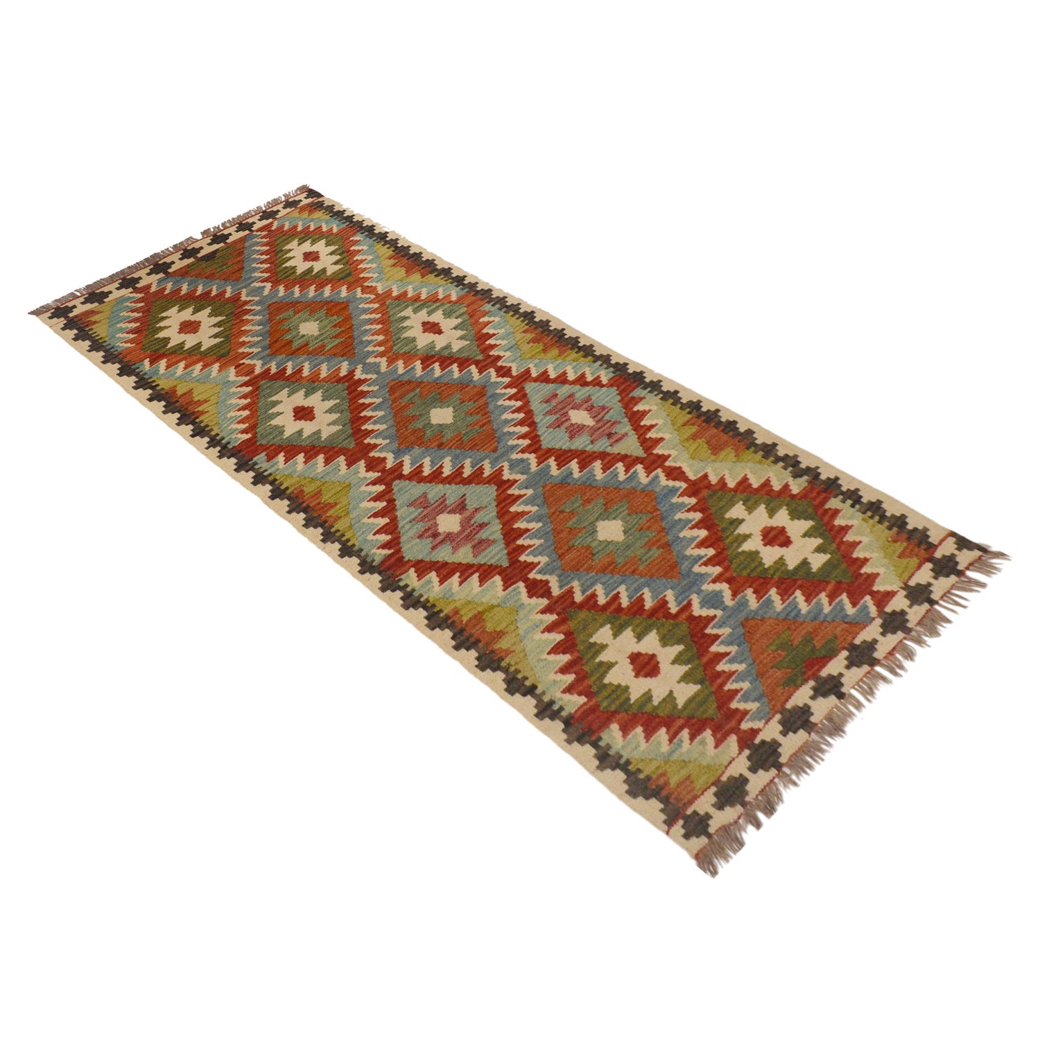 Handmade Vegetable Kelim Runner 2' 9"x 6' 6" ft / 83 x 198 cm - No. P35502