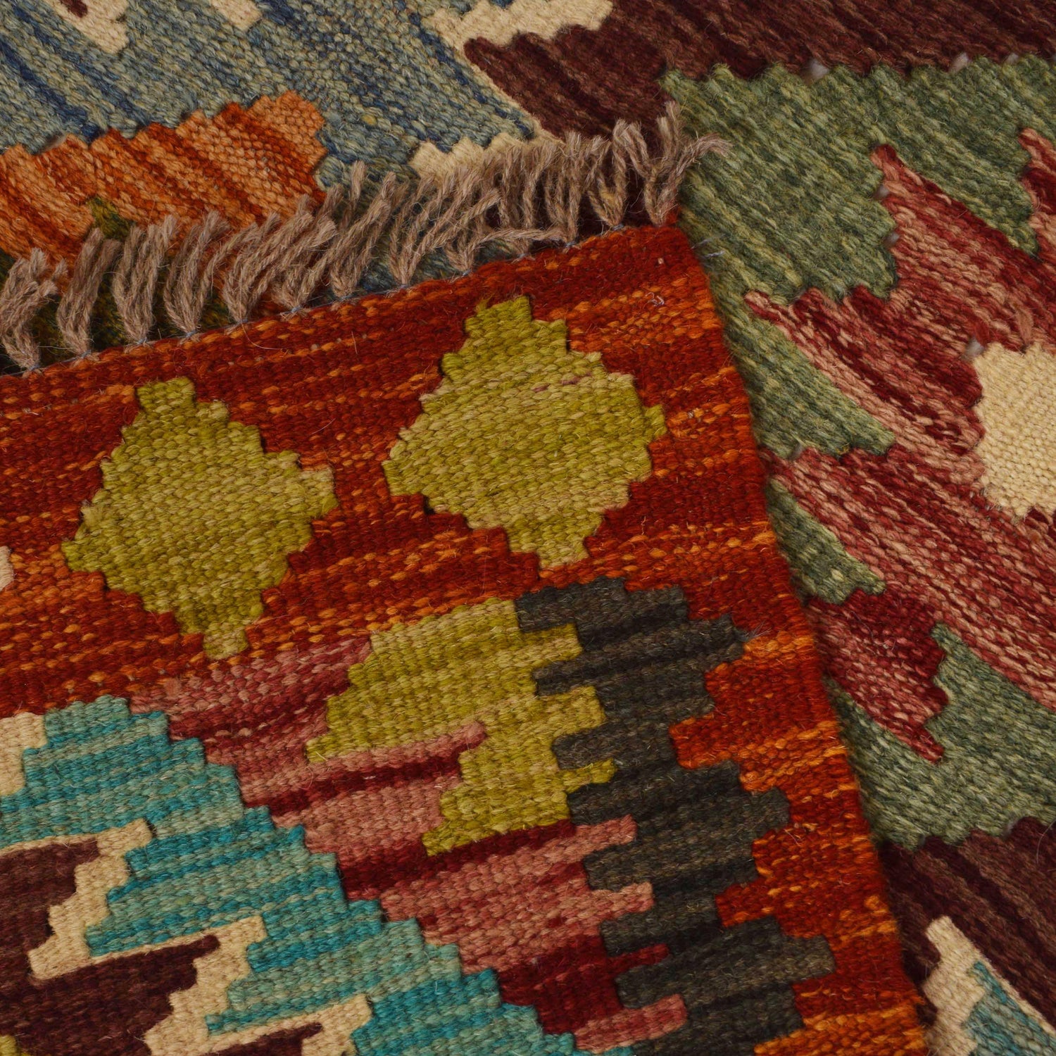 Hand Knotted Afghan Style Kilim Runner 2' 10"x 6' 1" ft / 87 x 185 cm - No. P35503