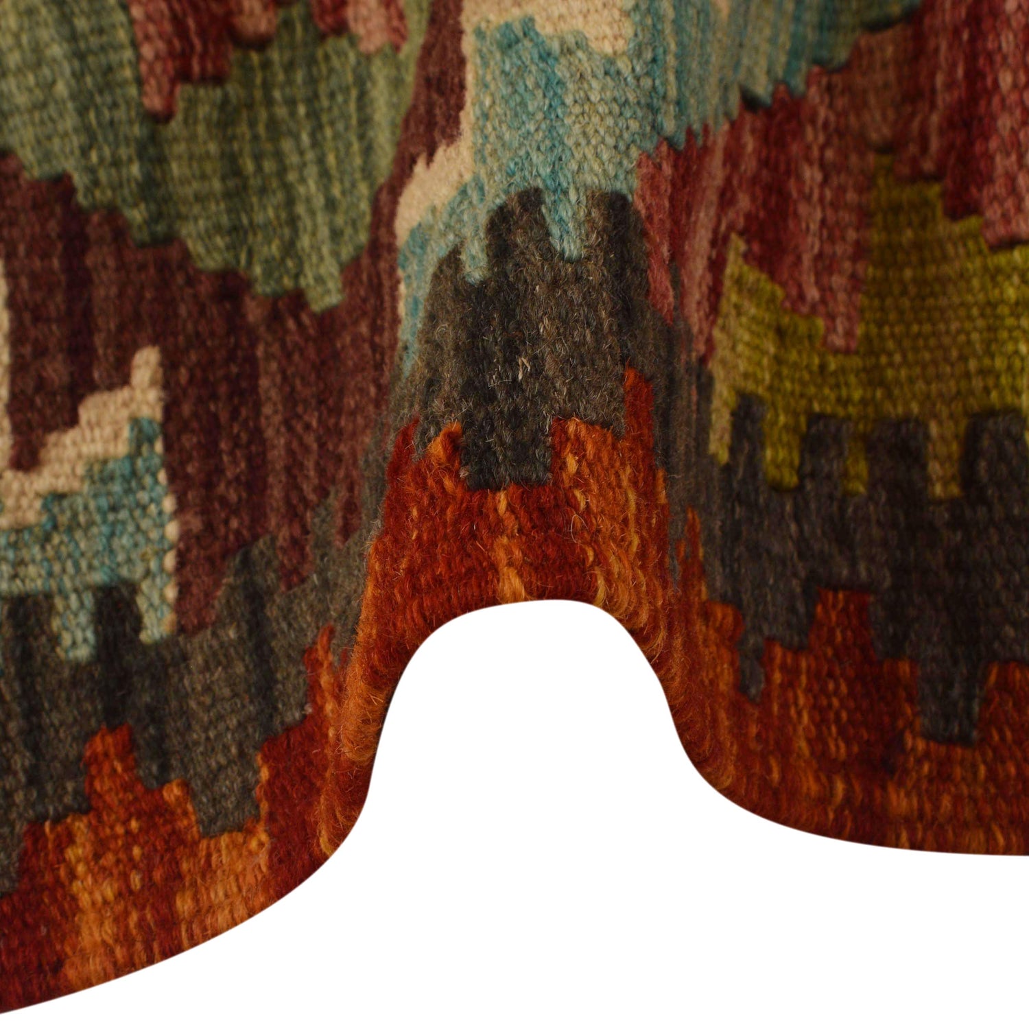 Hand Knotted Afghan Style Kilim Runner 2' 10"x 6' 1" ft / 87 x 185 cm - No. P35503