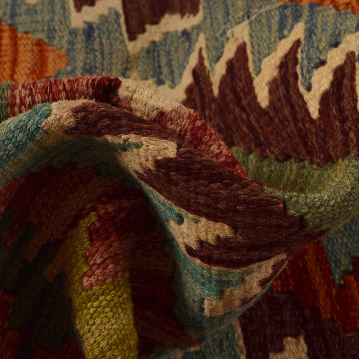 Hand Knotted Afghan Style Kilim Runner 2' 10"x 6' 1" ft / 87 x 185 cm - No. P35503