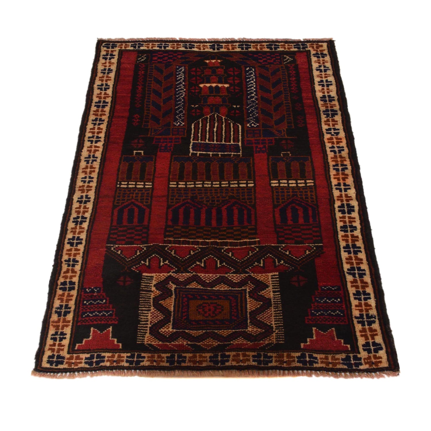 Handmade Prayer Rug 2' 9" x 4' 6" ft / 84 x 138 cm -No. P35523