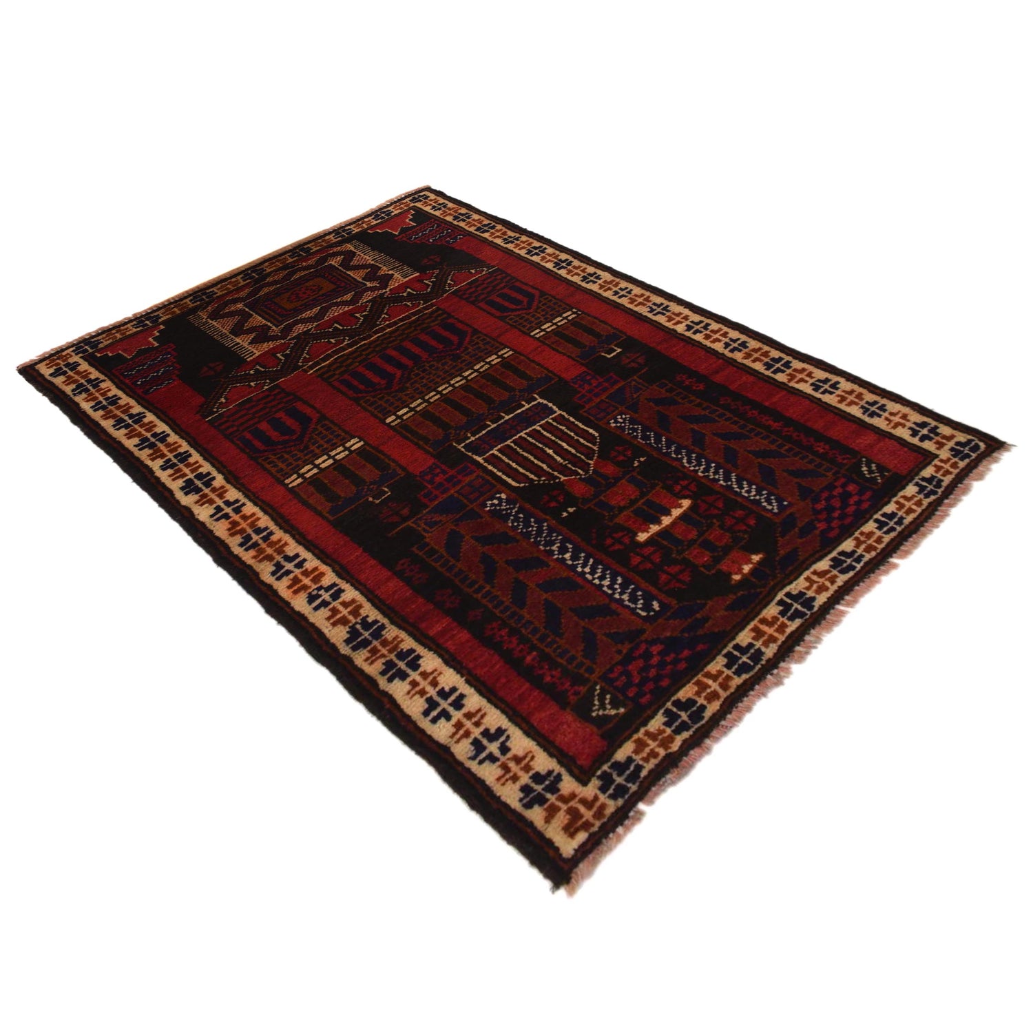 Handmade Prayer Rug 2' 9" x 4' 6" ft / 84 x 138 cm -No. P35523
