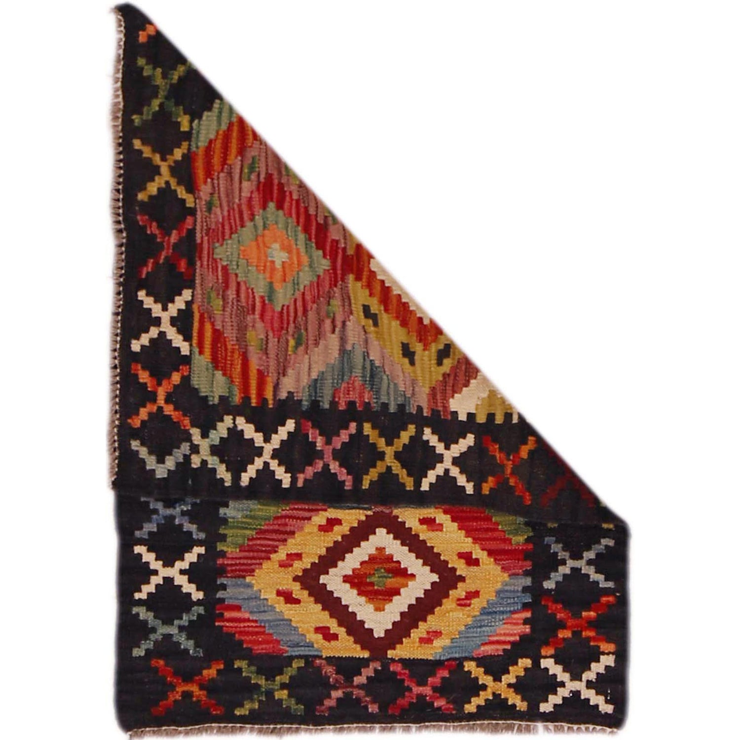 Handmade Turkish Design Wool Kilim 2' 0" x 2' 11" ft / 62 x 89 cm - No. P35613