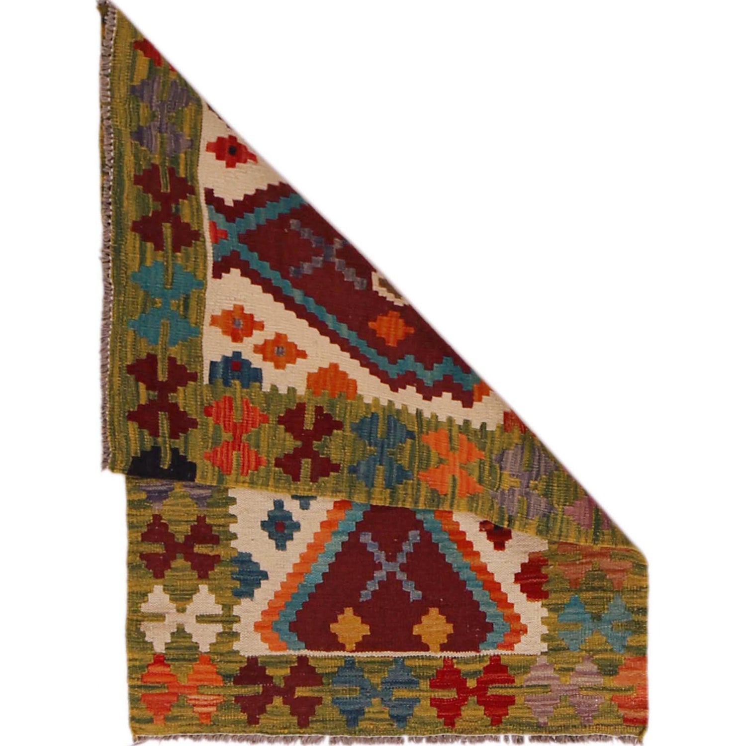 Hand Knotted Afghan Style Kilim 2' 2" x 3' 2" ft / 67 x 97 cm - No. P35626