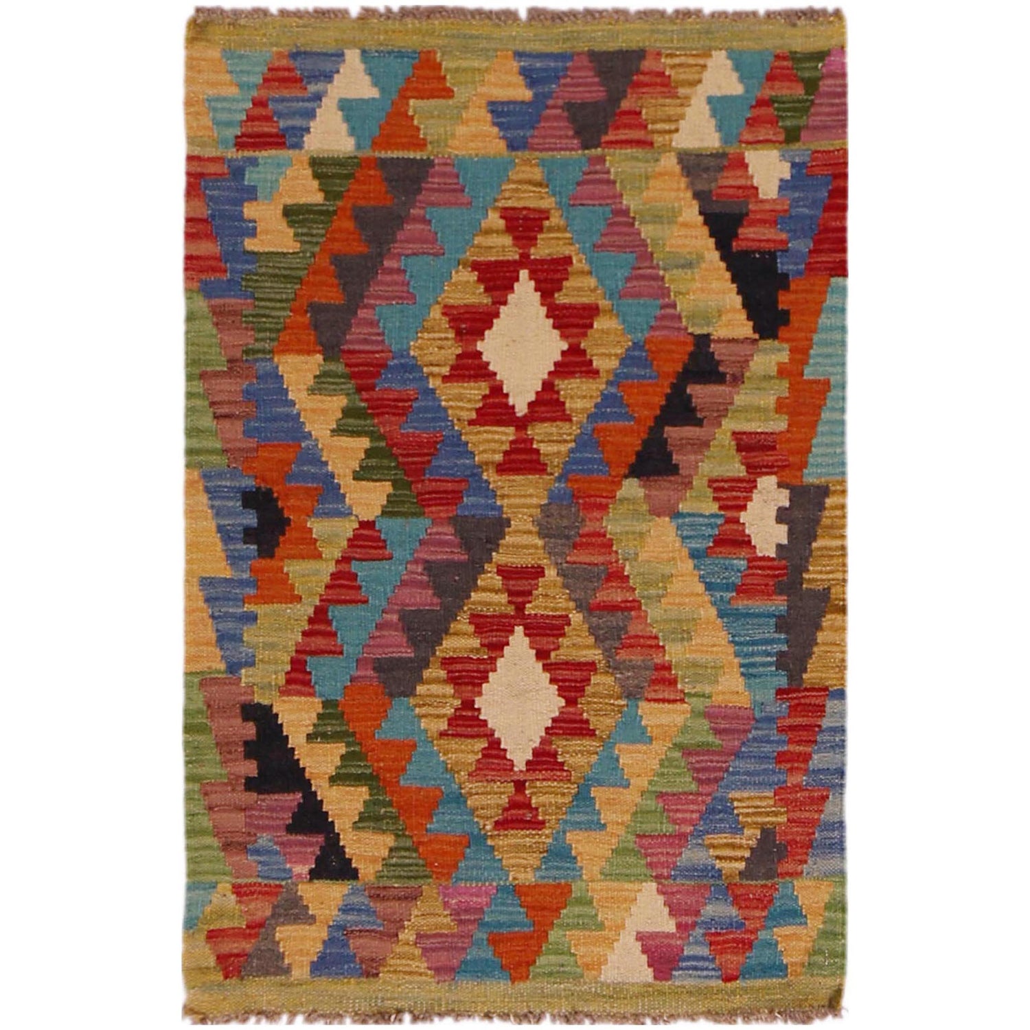 Hand Woven Wool Kelim 2' 2" x 3' 3" ft / 66 x 98 cm - No. P35627