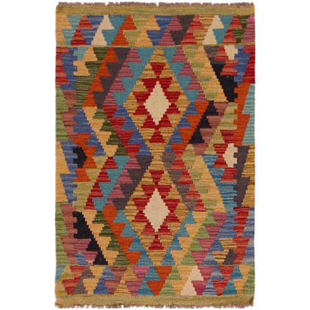 Hand Woven Wool Kelim 2' 2" x 3' 3" ft / 66 x 98 cm - No. P35627