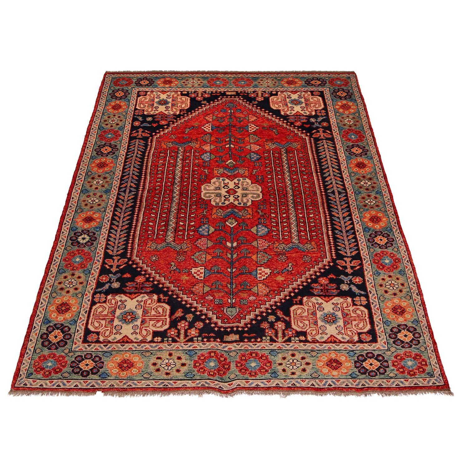 Shirazi Hand Knotted Carpet 6' 5" x 9' 6" ft / 195 x 289 cm - No. P35678