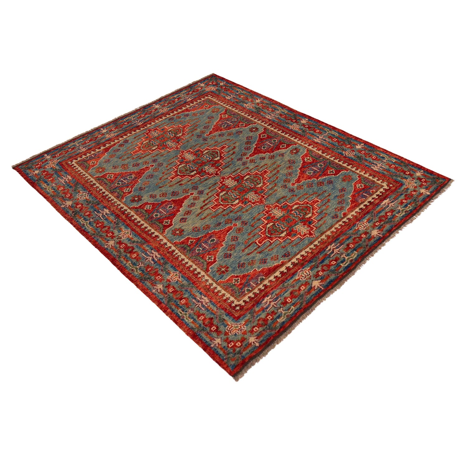 Rich Red Color Shiraz Carpet 5' 1" x 6' 7" ft / 154 x 200 cm - No. P35680