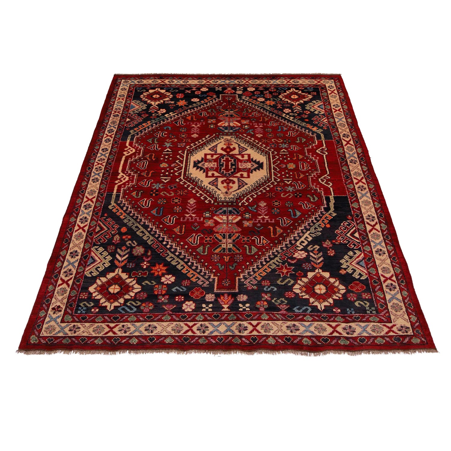 Shirazi Hand Knotted Carpet 6' 7" x 9' 4" ft / 200 x 285 cm - No. P35681
