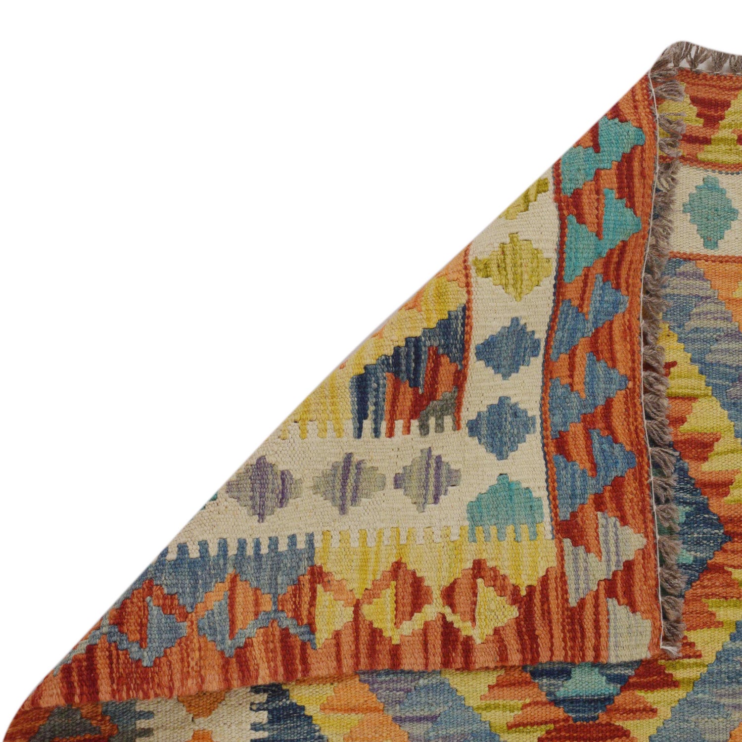 Hand Knotted Afghan Style Kilim 2' 10" x 3' 4" ft / 87 x 101 cm - No. P35751