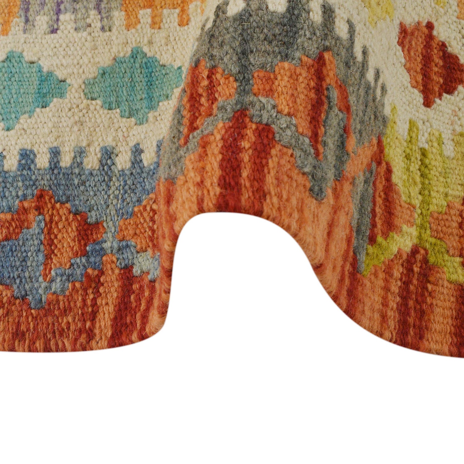 Hand Knotted Afghan Style Kilim 2' 10" x 3' 4" ft / 87 x 101 cm - No. P35751