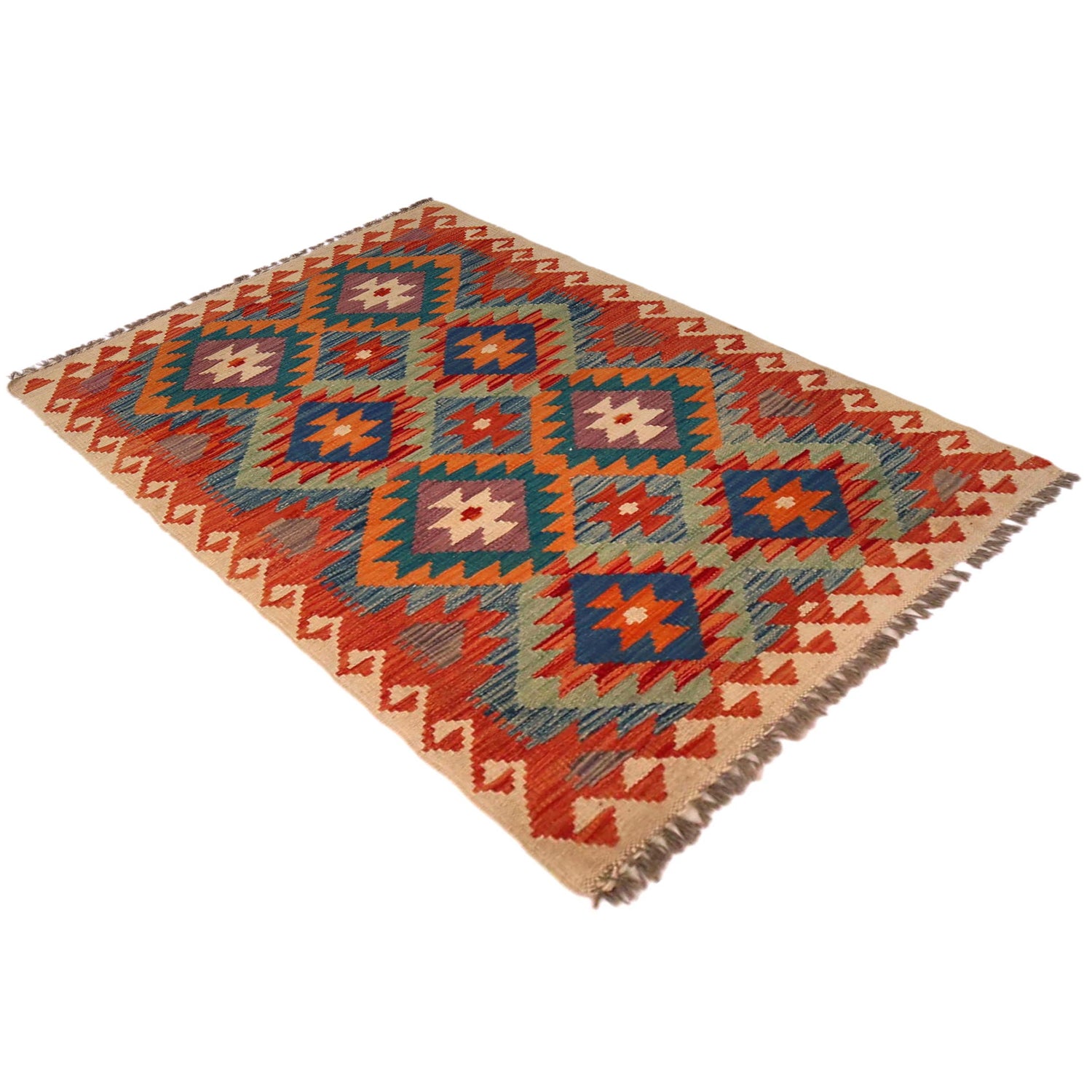 Hand Woven Wool Kelim 2' 9" x 4' 3" ft / 85 x 130 cm - No. P35752