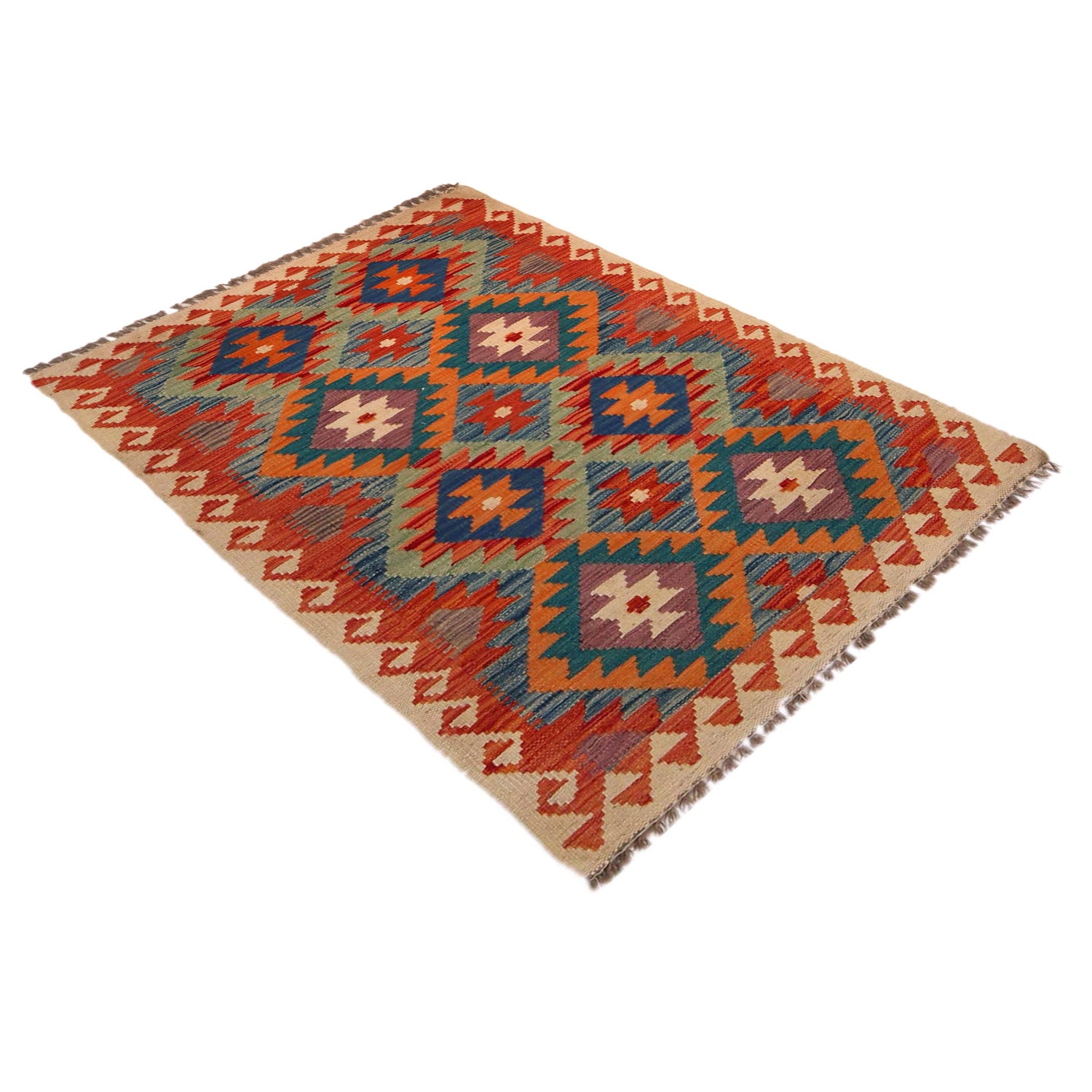 Hand Woven Wool Kelim 2' 9" x 4' 3" ft / 85 x 130 cm - No. P35752