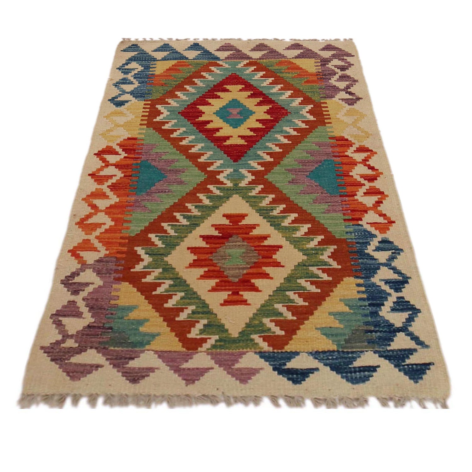 Handmade Afghan Vegetable Kilim 2' 5" x 4' 0" ft / 73 x 122 cm - No. P35756