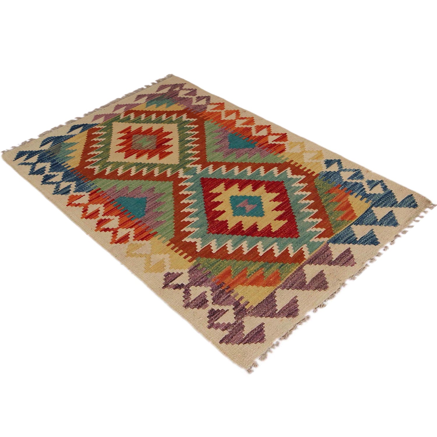Handmade Afghan Vegetable Kilim 2' 5" x 4' 0" ft / 73 x 122 cm - No. P35756