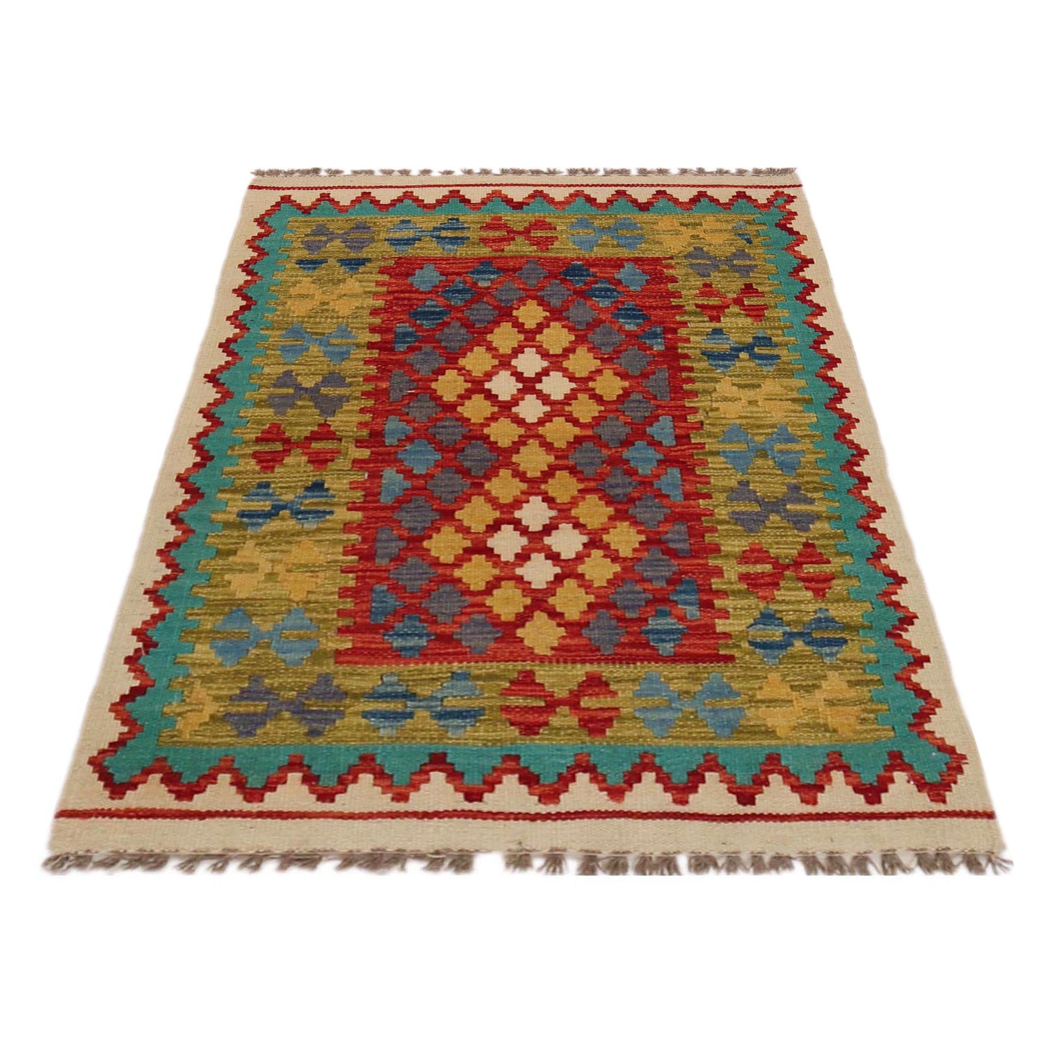 Hand Made Afghan Kilim 2' 8" x 3' 10" ft / 81 x 116 cm - No. P35757