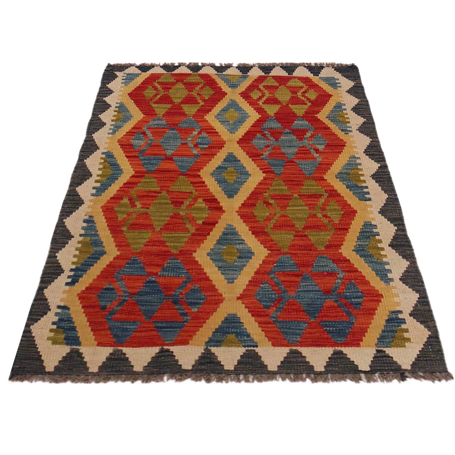 Hand Knotted Afghan Style Kilim 2' 8" x 3' 11" ft / 81 x 120 cm - No. P35761