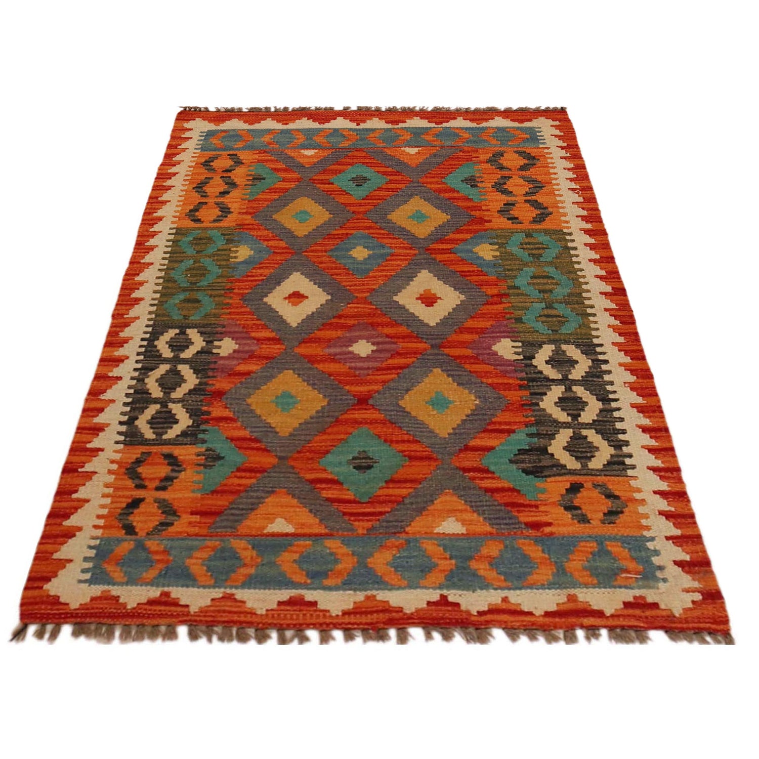 Hand Woven Wool Kelim 2' 8" x 3' 11" ft / 82 x 120 cm - No. P35762