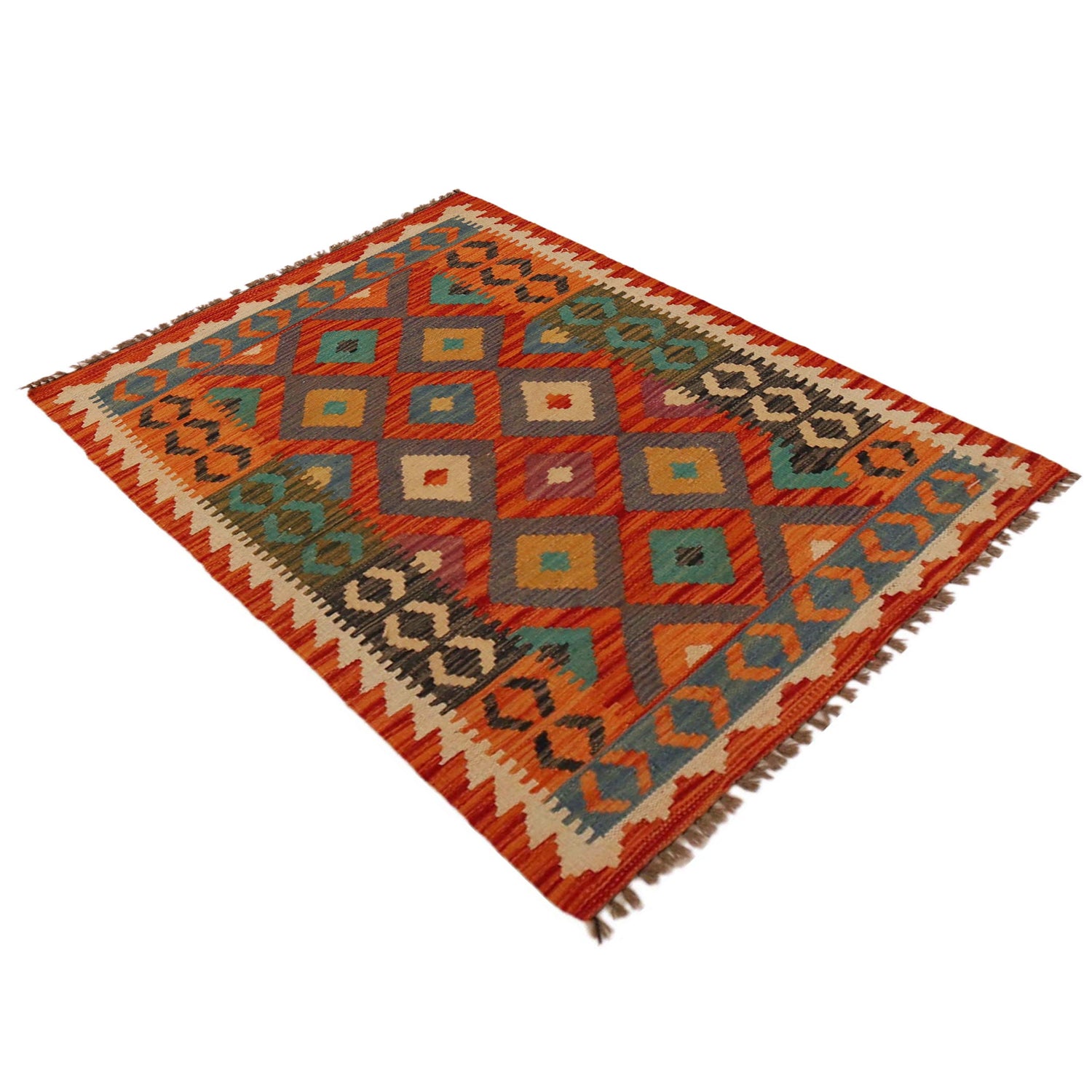 Hand Woven Wool Kelim 2' 8" x 3' 11" ft / 82 x 120 cm - No. P35762